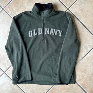 Vintage Old Navy Fleece Pullover Green Quarter Zip Size L